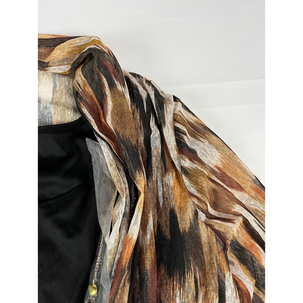 Alfred Dunner Women's 3X Multi-Color Print‎ Open Front Sheer Cardigan
